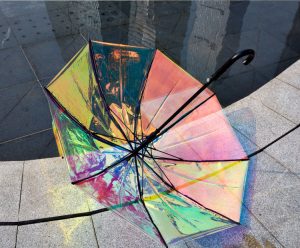CHINEE Transparent Umbrella Special Iridescent Color POE Shining Auto Open Fashion Laser Umbrella