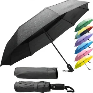 CHINEE Travel Compact Backpack Purse Portable Automatic Rain Windproof Reinforced Fiberglass Ribs Folding Umbrella