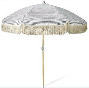 CHINEE Vintage Style Large Beach Umbrella with Tassels Fringes Floral Beach Umbrella with Tassel