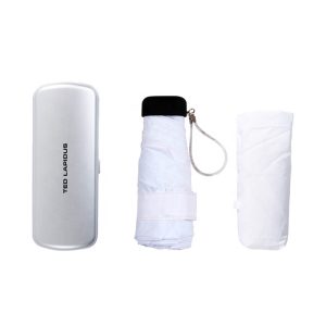 CHINEE White Manual Open Sun Rain Single Layer Waterproof Outdoor Travel Pocket Mini Custom logo Folding Umbrella with Package Box