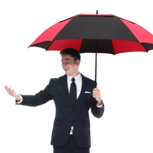 CHINEE Windproof Business Rain Umbrella Double Canopy Fiberglass Golf Umbrella with Logo Print
