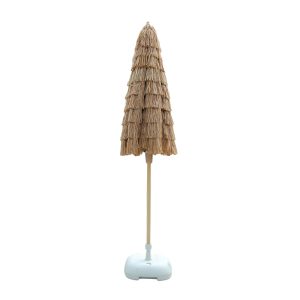 CHINEE Wood Color Large 2.4meter Water Resistant Sunproof Artificial Thatch Synthetic Straw UV30+ Protection Beach Umbrella Outdoor