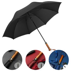 CHINEE Wooden Handle Large Golf Umbrella Semi Automatic Windproof Straight Parasol Custom Logo Business Gear