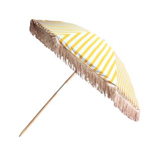 CHINEE Wooden Pole Tassels Patio Outdoor Decorative Commercial Beach Umbrella With Fringe Trim
