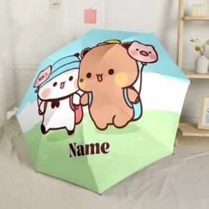 1 Piece Custom Kawaii Animal Name Fold Umbrella Personalized Cute Friends Gift UV Print Single Order Paraguas Personalizado