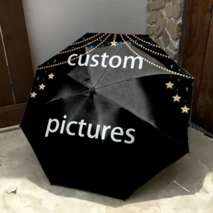 1 Piece No MOQ Custom Black Star Photo Fold Umbrella Personalized Picture Gift UV Print Single Order Regenschirm Mit Foto