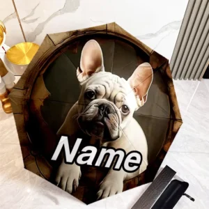 1 Piece No MOQ Custom White Frenchie Name Fold Umbrella Personalized Puppy Gift UV Print Guarda Chuva Personalizado