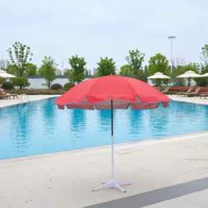 1.3m Heavy Duty Wind Vent Parasol Silver Lining Waterproof Polyester Adjustable Iron Pole Outdoor Garden Patio Cafe Umbrella
