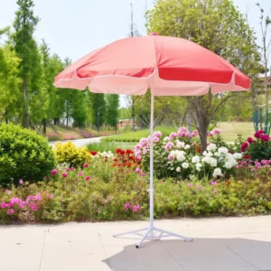 1.3m Height-Adjustable Sun Parasol with Silver Coating, UPF50+ Protection, Windproof Aluminum Stand for Garden, Beach, and Patio