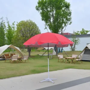 1.3m Outdoor Cafe Patio Sun Parasol Wind Vent Silver Lining UPF50+ Waterproof Polyester Adjustable Iron Pole Solid Blue Umbrella