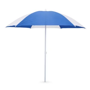 1.5M Modern Octagonal Beach Parasol Umbrella Blue White Canopy Steel Pole UV Protection