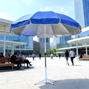 1.5m Anti-UV Silver Coating Outdoor Umbrella Vented Wind Hole Wind Resistant Portable Beach Garden Patio Parasol