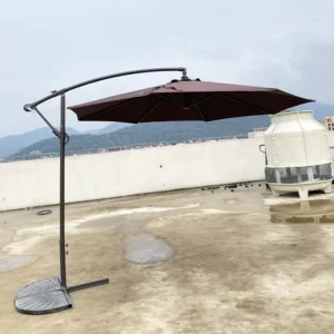 1.5m Iron Banana Offset Umbrella, 8 Ribs, Cross Steel Base