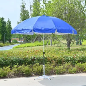 1.5m Large Silver Coating Sun Umbrella Vented Wind Hole Windproof Portable Outdoor Beach Garden Patio Parasol