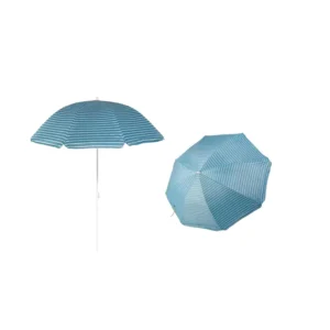 1.8M Traditional Waterproof Windproof Striped Tiltable Beach Umbrella for Outdoor Furniture Hotel & Courtyard Use