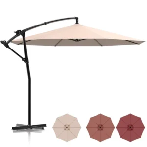10 FT Windproof Waterproof Offset Cantilever Patio Umbrella for Garden Deck Backyard