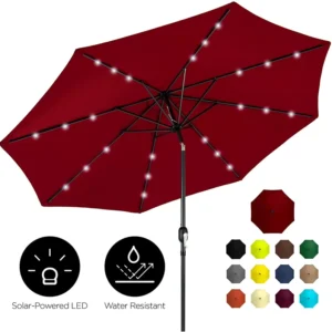 10 Feet Waterproof UV-Coated Steel 32 mm Custom Printed Parasol with Light