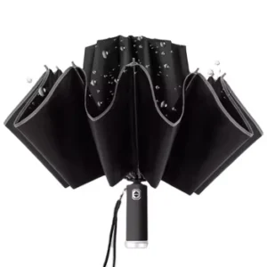 10-Rib Automatic Reverse Big Size Umbrella with LED Lights and Reflective Strips for Night Sun and Rain Protection