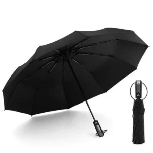 10-Rib Iron Shaft Fully Automatic 3-Fold Large Windproof Rainproof UV-Proof Umbrella