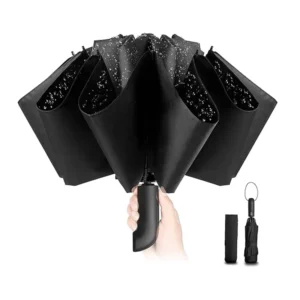 10-Rib Large Automatic Reverse Umbrella Compact Travel Inverted Windproof Folding Rain Umbrella Custom Print Logo 190T Nylon