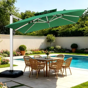 10 cm Column Push Parasol with Stainless Steel and Aluminum Frame, Waterproof, Outdoor Leisure, Park