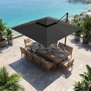 10 x 13 FT Offset Cantilever Garden Patio Umbrella Base and Light