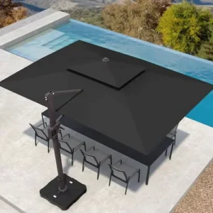 10 x 13 Ft Large Rectangle Offset Cantilever Patio Parasol with 360-Degree Rotation for Pool, Garden, and Deck