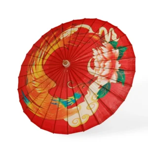 100 CM Handmade Bamboo Paper Umbrella Elegant Straight Design Oil Paper Panel for Weddings Party Style