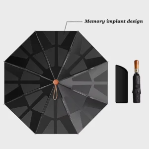 105 cm Reverse Automatic Wooden-Handle Sunshade Umbrella with Memory Patch