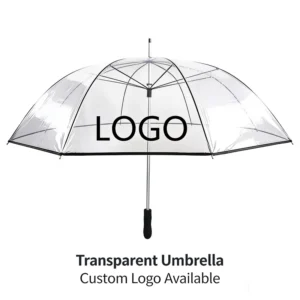 1052 Classic Custom Logo Branded Golf Umbrella Light Weight Frame EVA Handle 108cm Open Diameter All in One Transparent POE