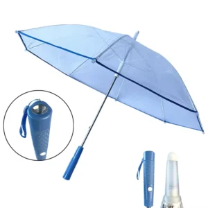 1060 Cartoon Children’s Umbrella POE Straight Design LED Fiberglass Ribs Transparent Torch Handle Auto Open Rain Protection