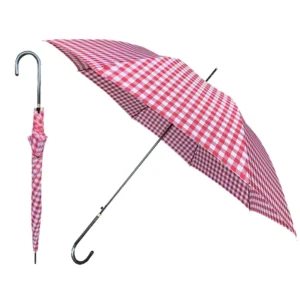1072 Women’s Automatic Open Straight Umbrella Fashionable Plaid Fabric Elegance Lady Umbrella Adults Promotional