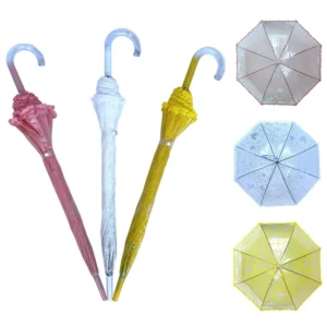 1075 Luxury Women’s Semi Automatic POE Travel Umbrella with Lace Pattern Print 23 Inch 8k Iron Tube 8ribs