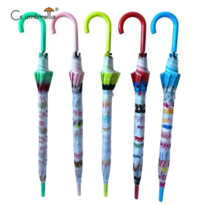 1082 Eco-Friendly Auto-Open POE Straight Umbrella, Manufacturer Supply, Colorful Printing Design