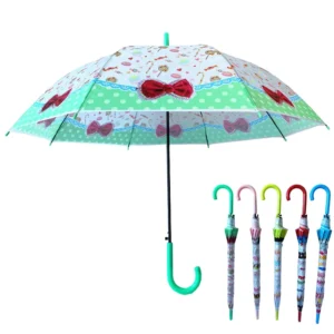 1082 Factory Supply Eco-Friendly POE Custom Printing Metal Frame Plastic Handle Straight Adults Auto-Open Umbrella