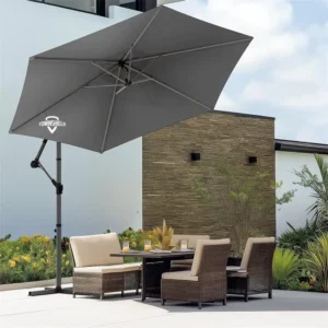 10FT Outdoor Patio Acrylic Woven Fabric Cafe Banana Hanging Umbrella