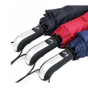 10K Wind-Resistant Black-Coated Fully Automatic 23-Inch 3-Folding Pongee Business Umbrella