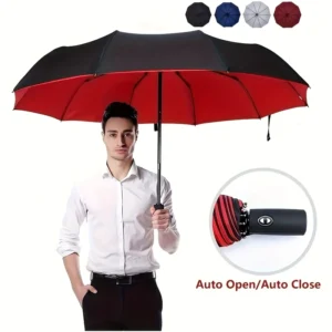 10K Windproof Frame Automatic Extra-Large Folding Umbrella, UV Protection for Rainy and Sunny Days