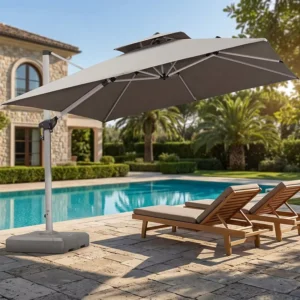 10X10 FT Large Square Cantilever Garden Umbrella Heavy Duty Windproof Outdoor Parasol Aluminum Pool Patio Sun Umbrella