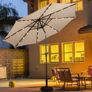 10feet Solar Power LED Lights Outdoor Umbrella 300cm Free Powered LED Lamp Garden Patio Parasol Metal Frame&waterproof Cover