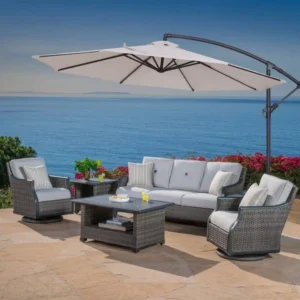 10ft Banana Offset Patio Umbrella with Tilt Mechanism