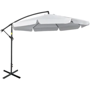 10ft Banana Shape Iron Outdoor Cantilever Umbrella SunShade Offset Hanging Hotel Courtyard Patio Park Exteriors Outdoor