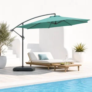 10ft Iron Banana Cantilever Parasol, UV Protection, Waterproof, Outdoor Park Use
