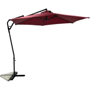 10ft Outdoor Cantilever Hanging Umbrella Offset Patio Parasol with Polyester Sunshade Canopy