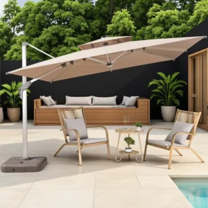 10ft Outdoor Patio Cantilever Umbrella with 360-Degree Rotation