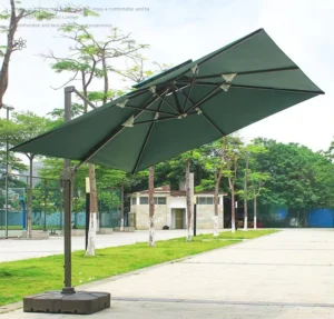 10ft Outdoor Square Patio Umbrella, Large Double-Top Windproof Offset Cantilever for Garden Deck Pool