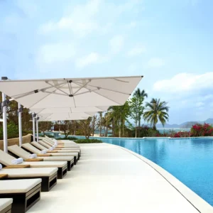 10ft Square LED Offset Patio Umbrella, Double-Layer Lighted Garden Parasol