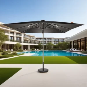 10x10FT UV-Resistant Outdoor Aluminum Center Pole Umbrella with Light for Restaurant Hotel Patio