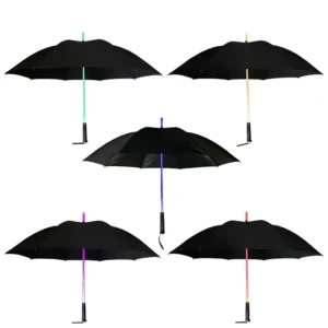 1101 Custom Logo LED Straight Umbrella Stick, Color-Changing LED Shaft, Torch Handle, Manual Control