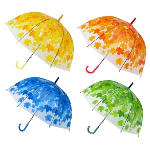 1133 Factory Supply Classic Design Adults Dome POE Umbrella Promotional Maple Leaf Patter Waterproof POE Bubble Umbrella